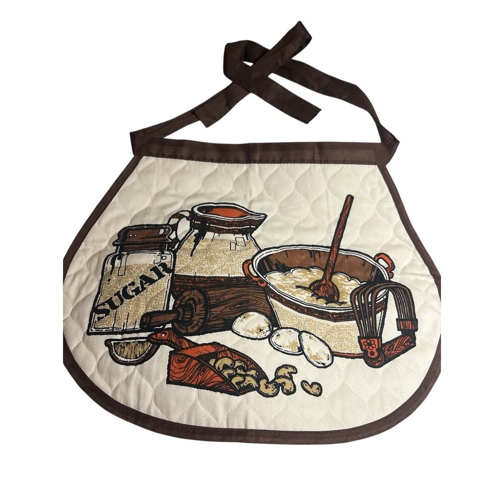 Vintage Half Apron graphic Print 1970”s MCM groovy granny core
